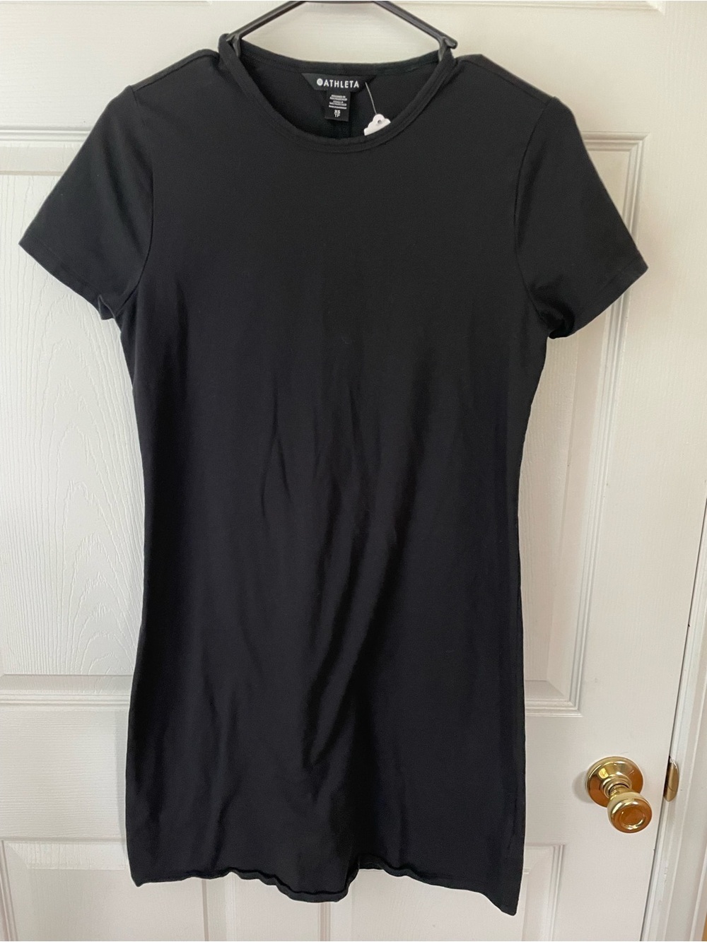 Athleta Black T Shirt Dress XS Minimalist Travel Capsule Soft Stretch Athleisure